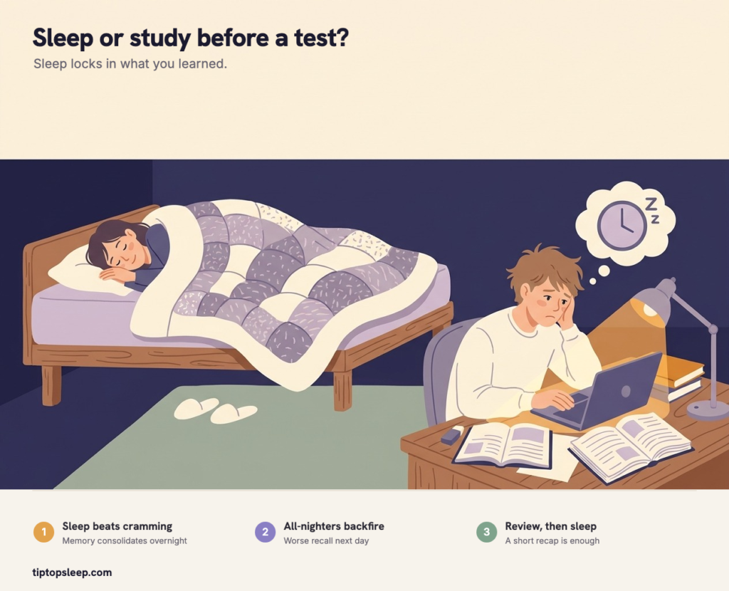 Should I Sleep or Study? (2026): What Actually Helps You Remember Should I Sleep or Study?